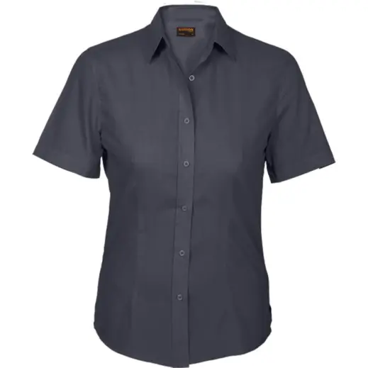 Grey Basic Poly Cotton Blouse Short Sleeve Ladies